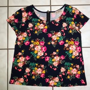 Bright Floral Blouse Top Shirt